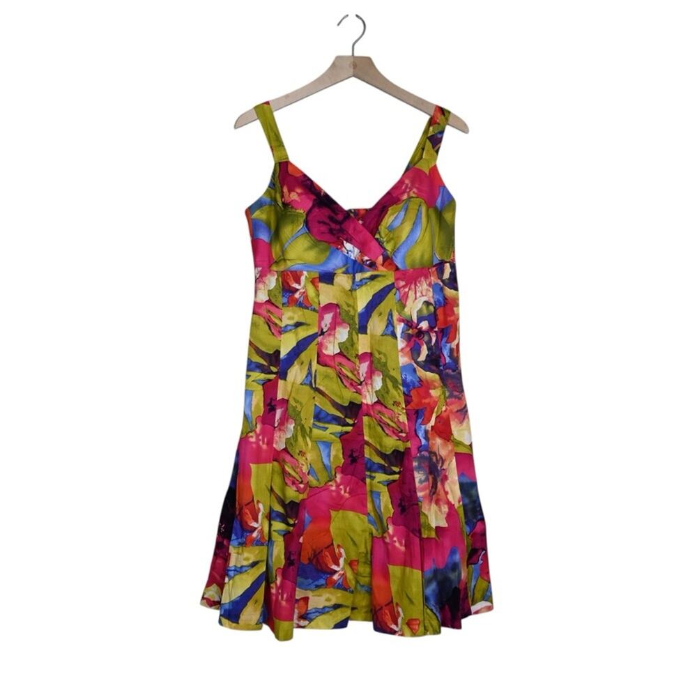 Madison Leigh Women's 10 A Line Floral Print Knee Length Lined Dress